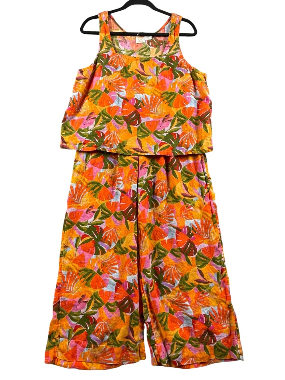 C&C Linen Colorful Vacation Beach Resort Coastal Casual Tank & Wide Leg Pant Set